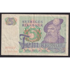 SUECIA 1979 BILLETE DE 5 KORONAS